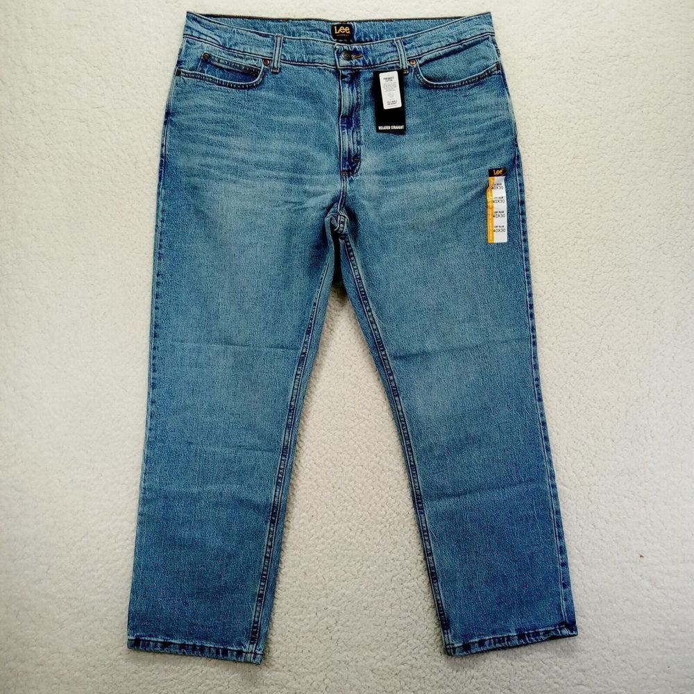 Lee Relaxed Fit Jeans Mens 40x30‎ Blue Straight Leg Cotton Dark